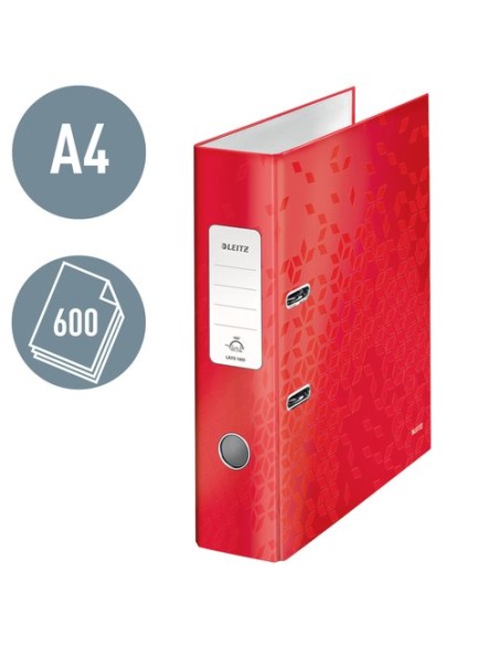 ARCHIVADOR LEITZ WOW A4 180º 80mm ROJO - Pack de 10 unidades
